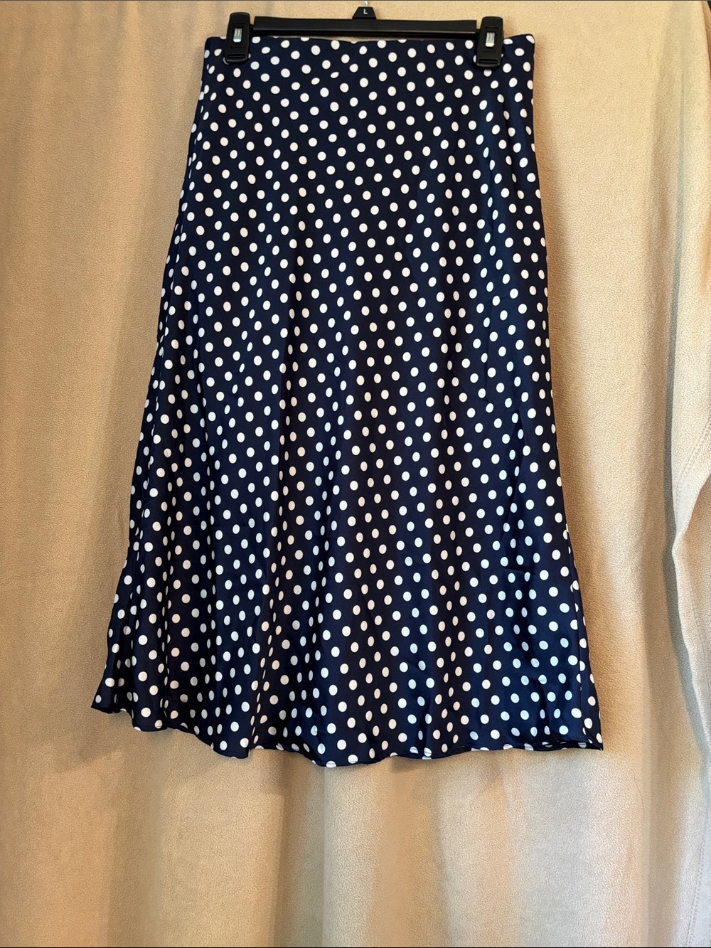 E.ssue Navy and White Polka Dot A-Line Skirt